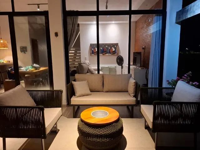 SOFÁ DE CORDA NÁUTICA  4 LUGARES + MESA DE CENTRO CHAMPANHEIRA