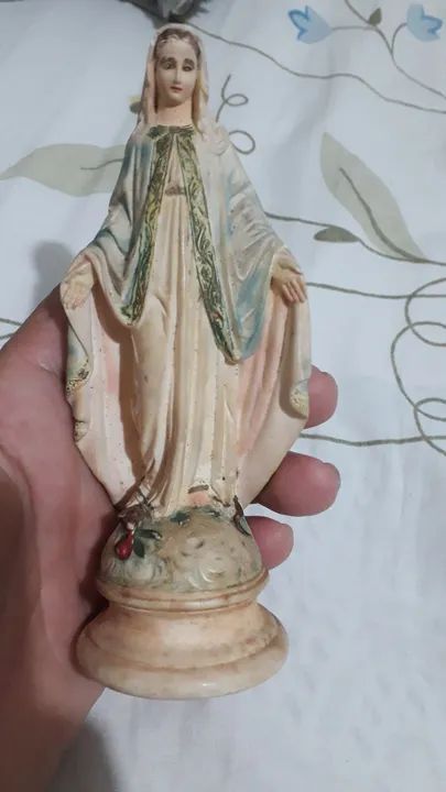 Estátua nossa senhora das graças em gesso anos 30