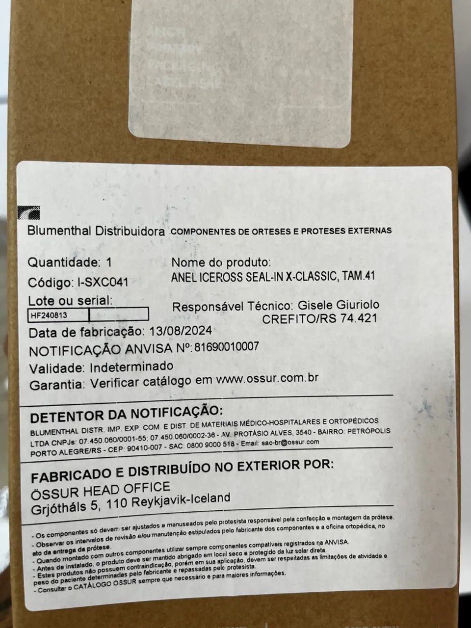  Liner Ossur Iceross Seal-in X TF com anel móvel  Tamanho 36  - Foto 3