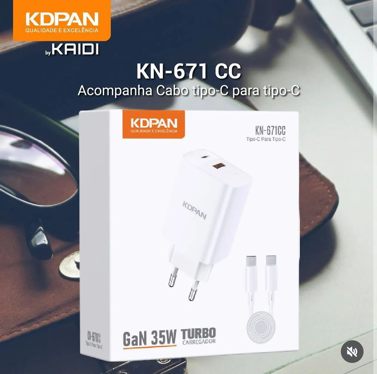 Carregador Rápido 35W Tipo C - KDPAN KN-671CC