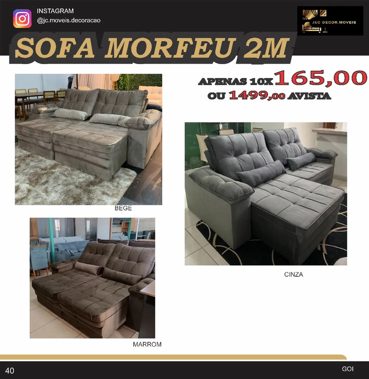 Sofá Morfeu 2M - Diversas Cores e Conforto!