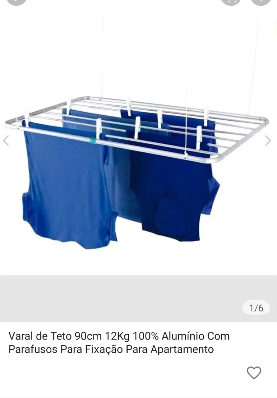 Varal de Teto 90cm 12Kg 100% Alumínio