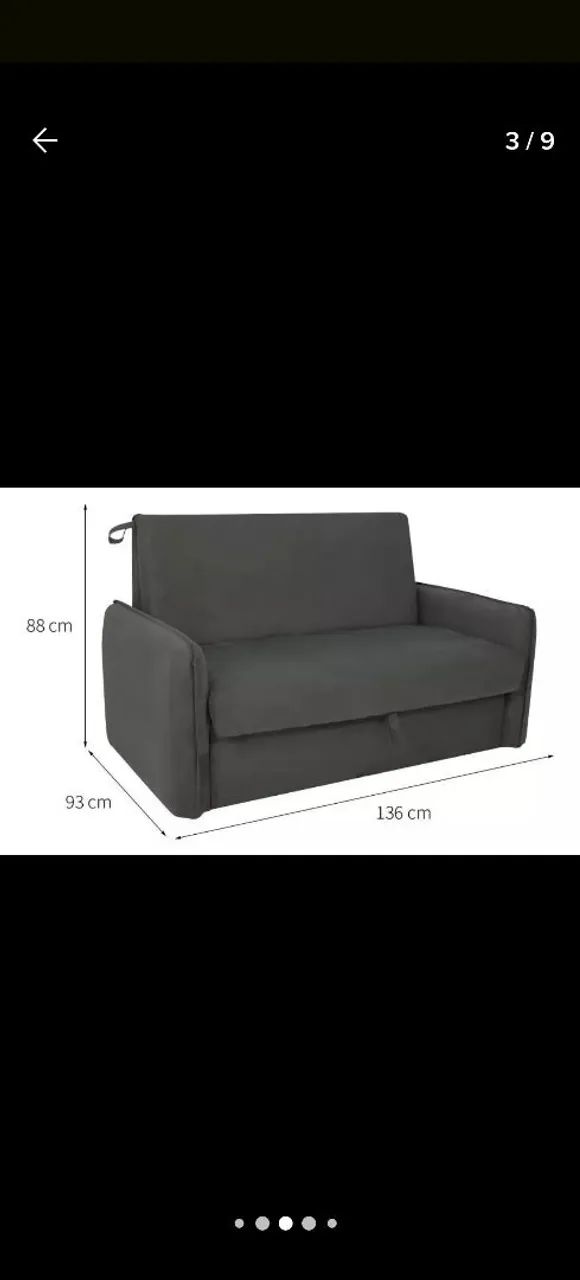 Sofá Cama 2 Lugares Cinza com Baú  - Foto 3