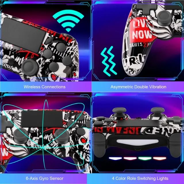 GAMINJA Controlador Bluetooth Sem Fio de Dupla Vibração, PS4, PS3, PC. - Foto 2