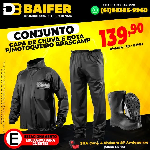 Conjunto Capa de Chuva e Bota Solada Para Motoqueiro Brascamp