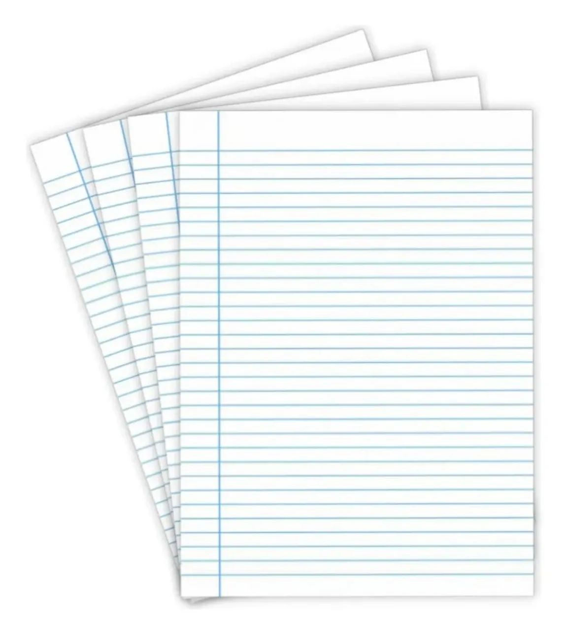 Kit com 15 Folhas de Papel Almaço com Pauta e Margem