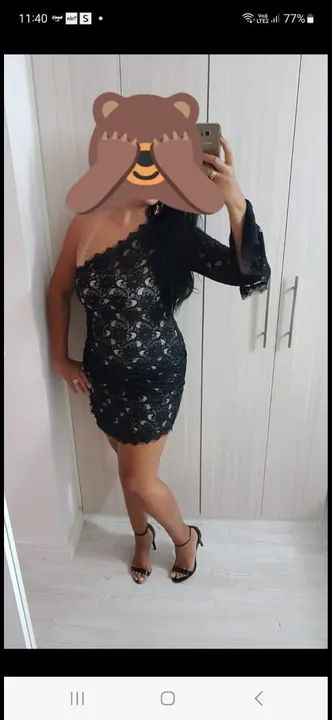 Vestido preto de renda, tamanho M