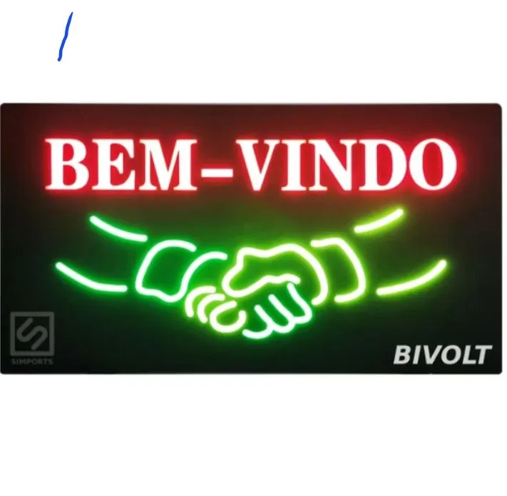 Placa Luminosa Neon Bem-Vindo Bivolt