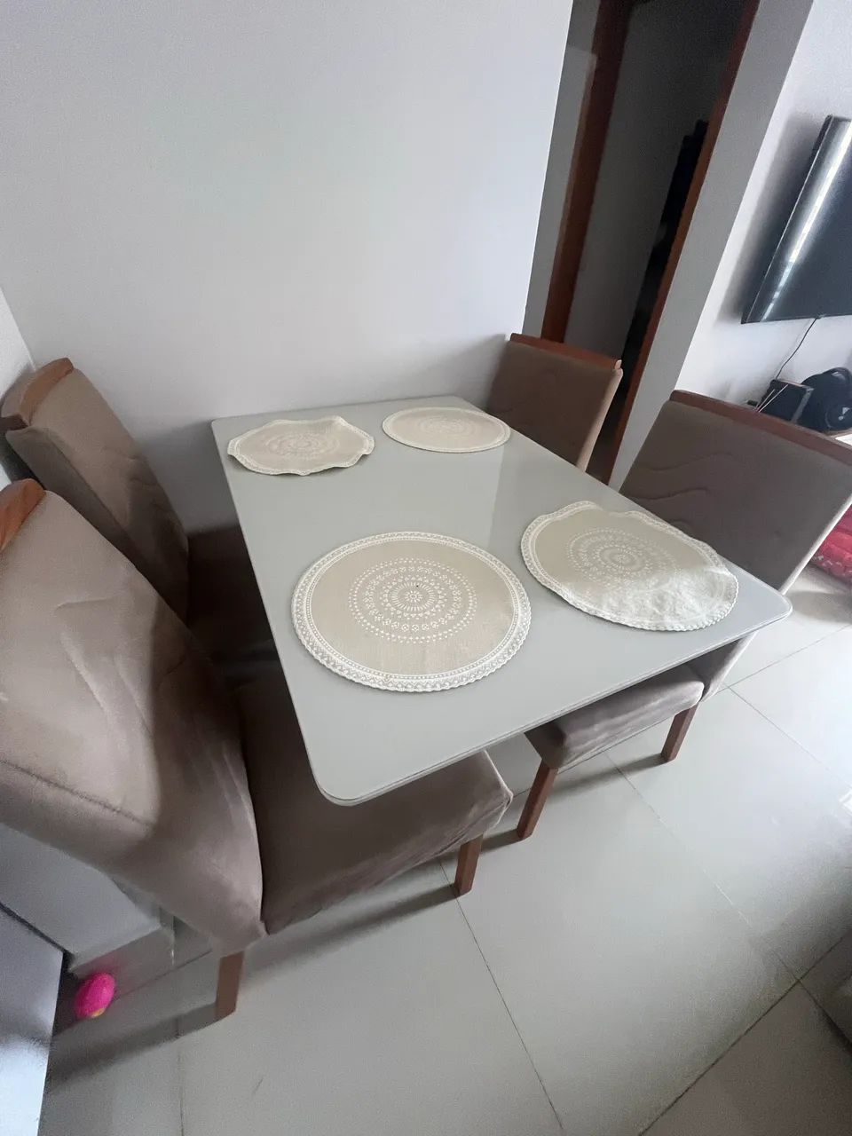 Mesa de Jantar New Ceval Lectus com 4 Lugares com Vidro Ype