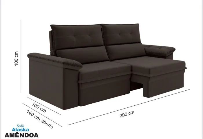 Sofá Retrátil e Reclinável Alaska 2,05 m - Produto Novo! Pronta Entrega!   - Foto 2