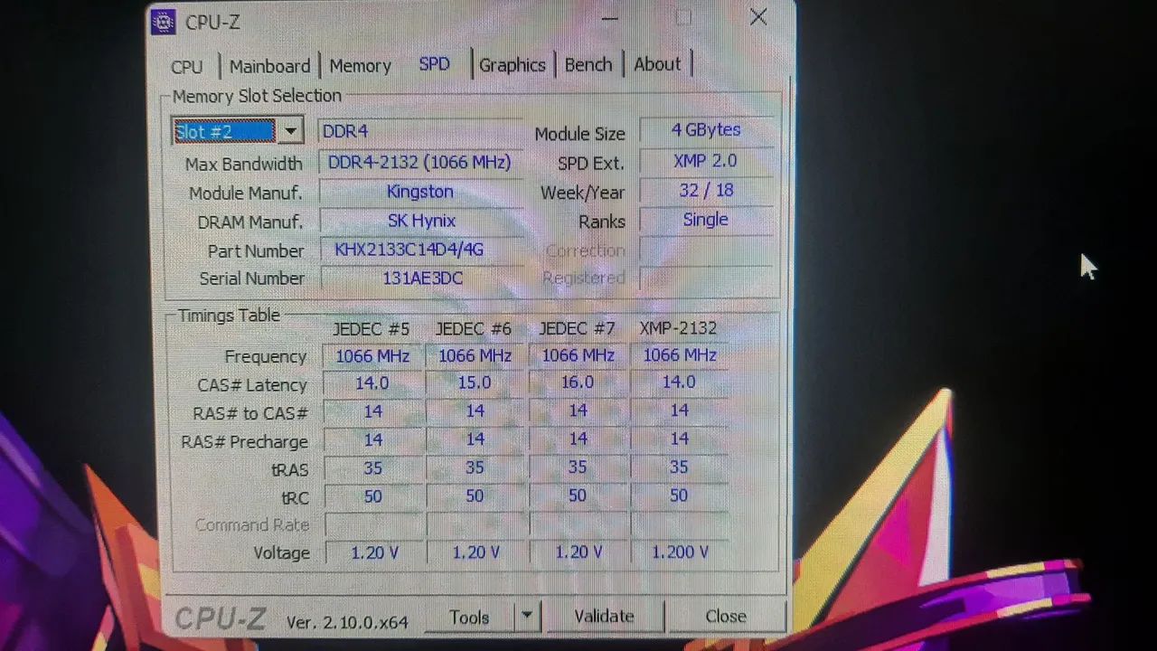 RAM Memory 4GB 2133MHz XMP 2.064396502486275121