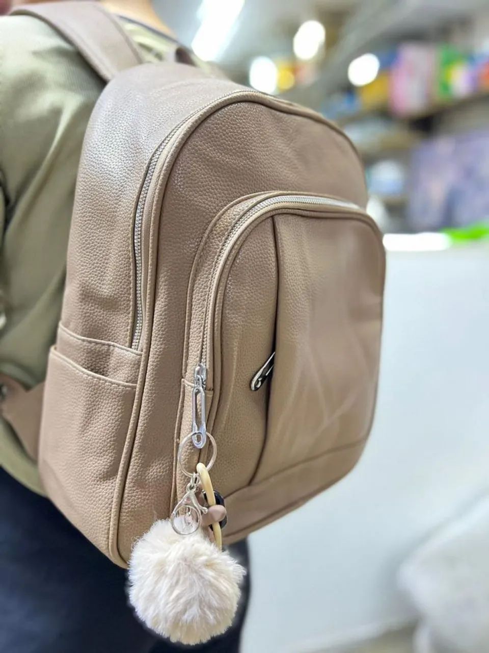 Women's Beige Backpack with Details
