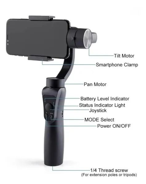 Estabilizador Gimbal S5 3 Eixos Para Celular Smartphone Preto - Foto 3