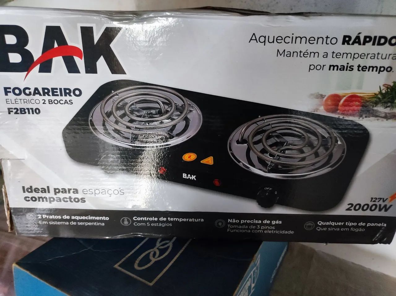 Fogareiro Elétrico 2 Bocas BAK F2B110 - Novo - Foto 4
