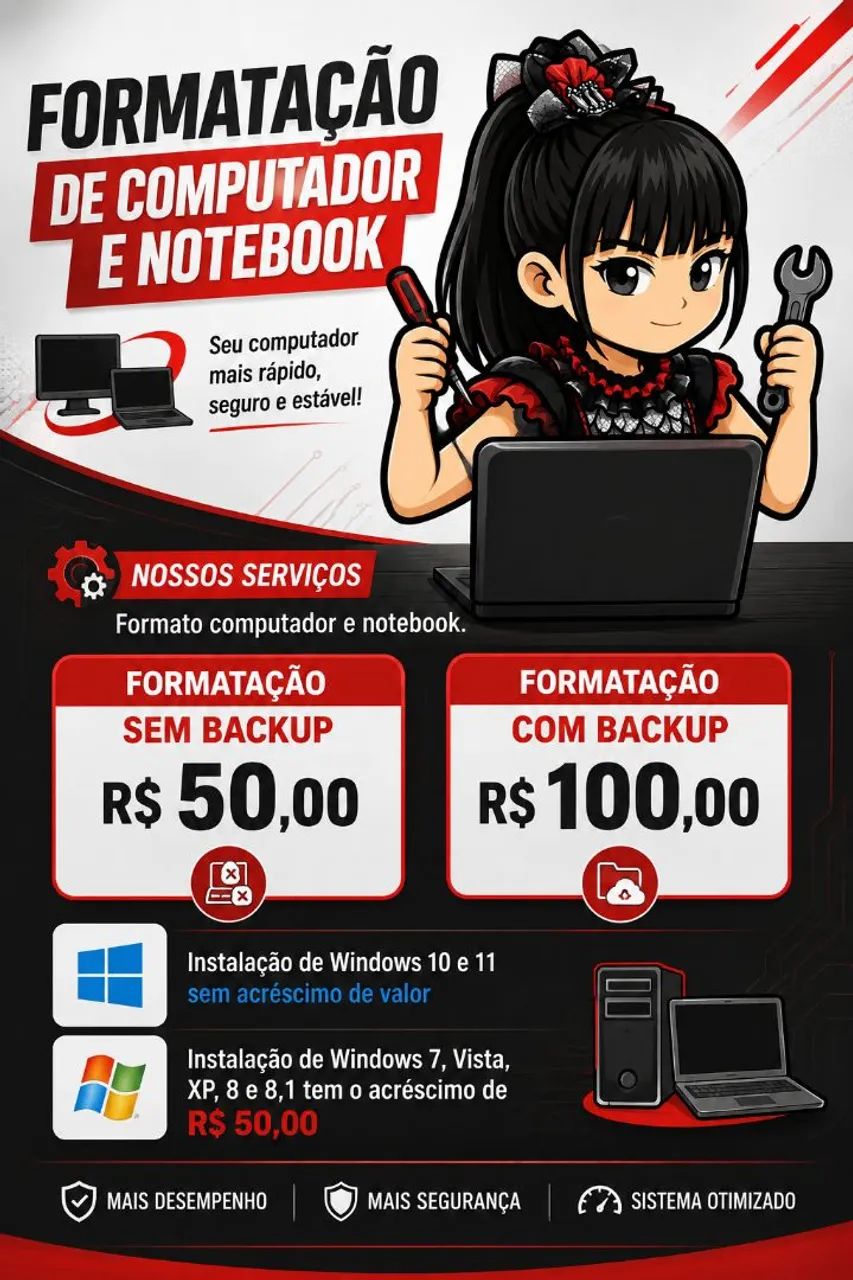 Formatação de computador e notebook 