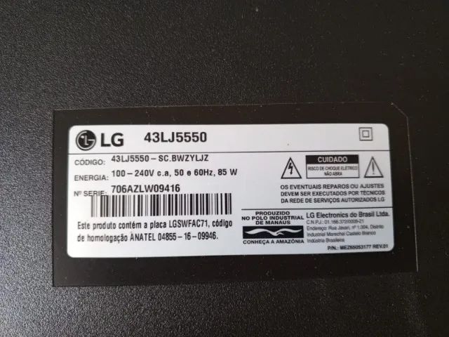 TV LG PARA RETIRADA DE PEÇAS