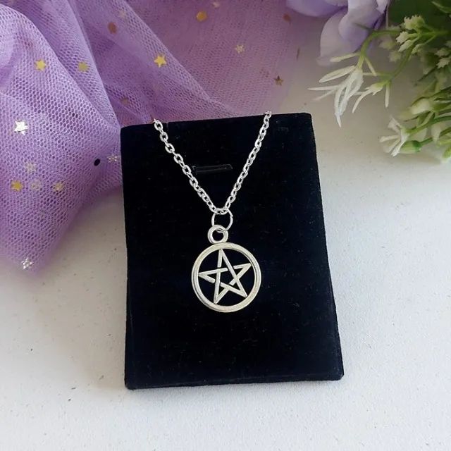 Conjunto Kit Colar e Brincos Pentagrama Wicca Estrela de 5 Pontas Proteção - Foto 2