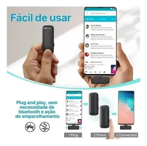 Microfone de Lapela Sem Fio Ulanzi J12 USB-C - Preto | Novo - Foto 3