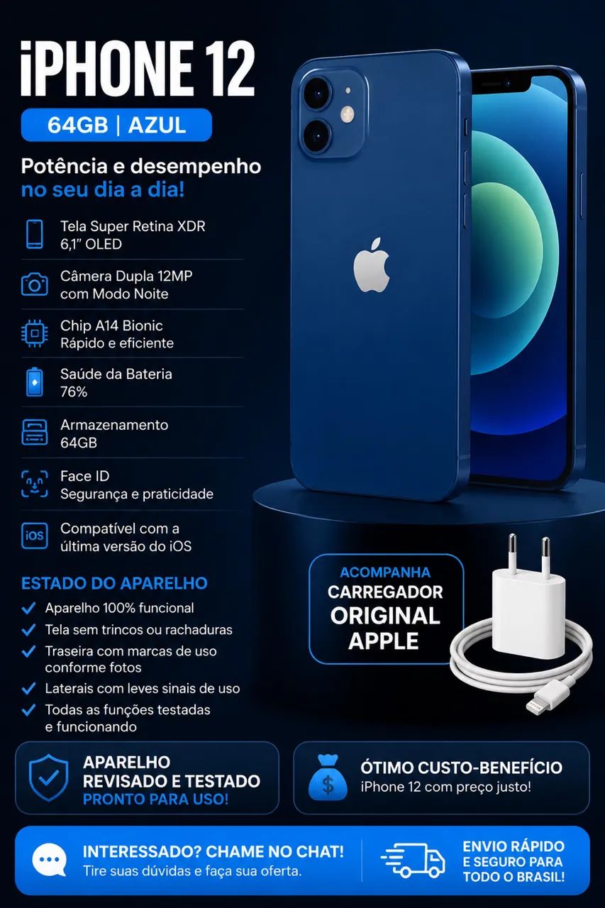 iPHONE 12 AZUL 64GB  - Foto 5