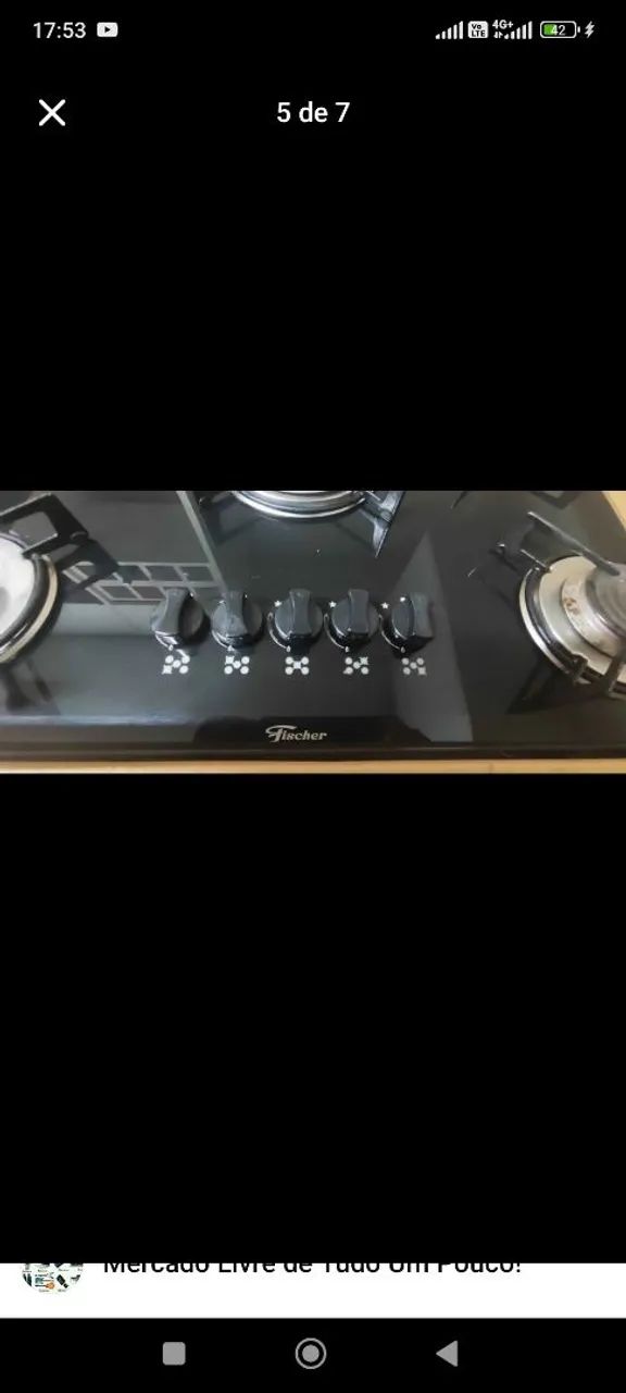 Cooktop Fischer 5 bocas chama tripla usado em boas condições  - Foto 2