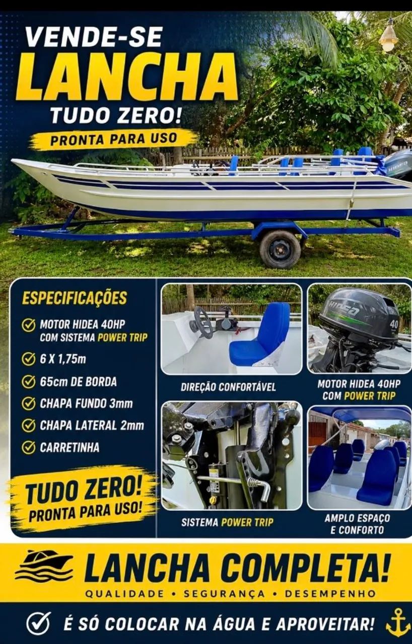 Vendo lancha Zero x Zero toda completa 