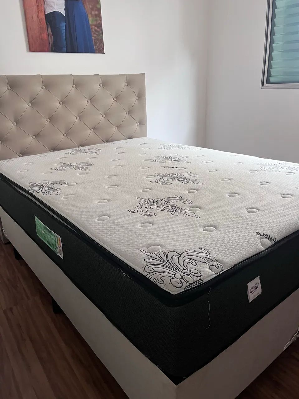 Cama box bipartida com cabeceira, colchão e base - Foto 4