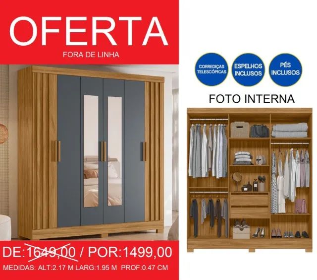 Guarda roupa compacto ofertão - entrega e montagem gratuita  - Foto 2