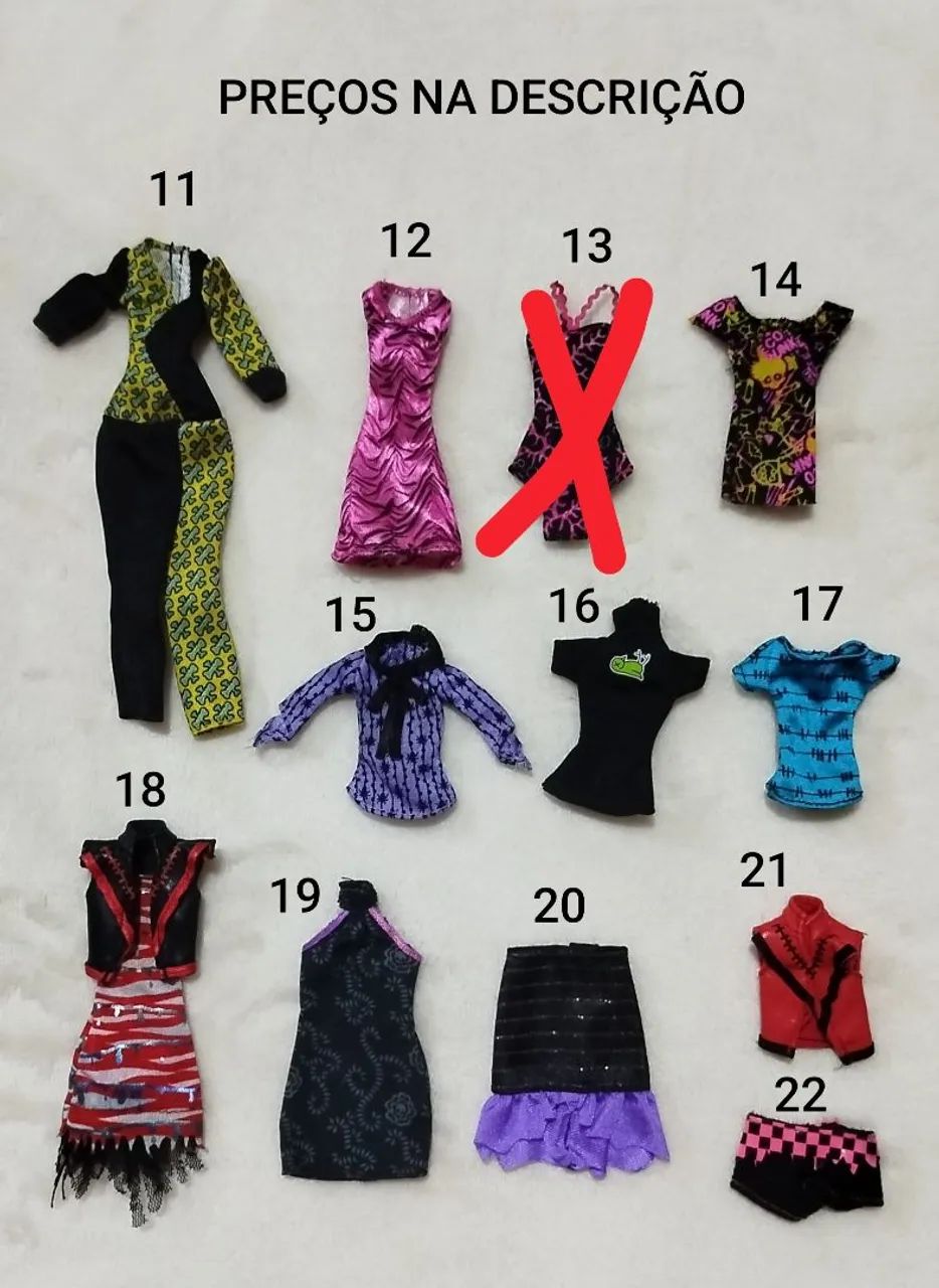 Roupas para bonecas Monster High variadas.( LEIA A DESCRIÇÃO) - Foto 2