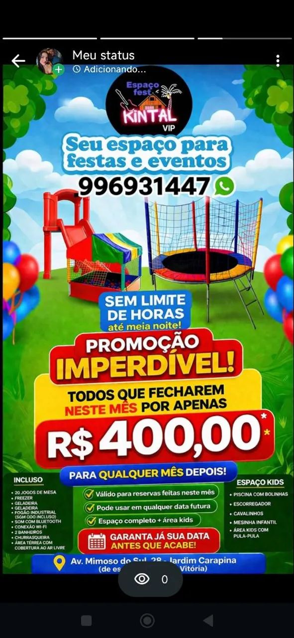 Aluguel espaço festas
