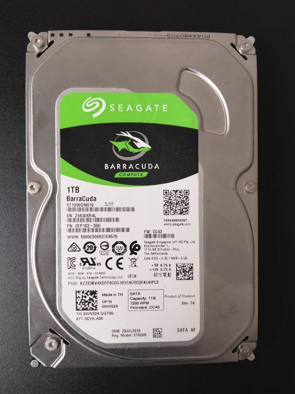 HD SEAGATE BARRACUDA de 1 TB de ram