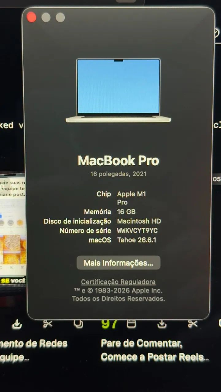 MacBook Pro M1 16 Polegadas 1 tb 16gb ram  - Foto 3