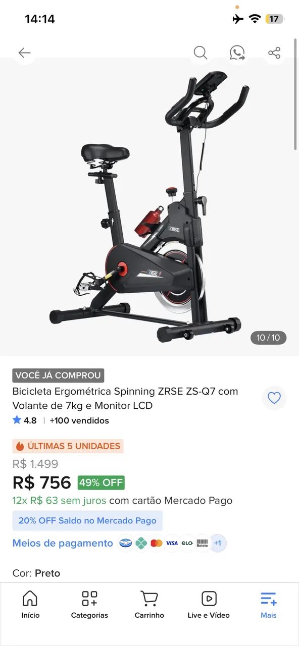 Bicicleta ergométrica 7 kg - Foto 5