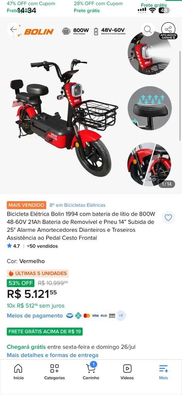 Bicicleta elétrica  - Foto 3