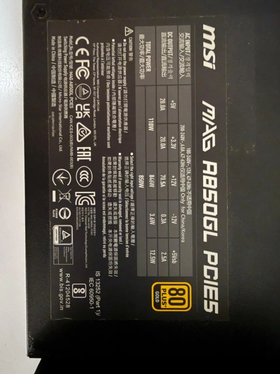  Fonte MSI MAG A850GL PCIES  - Foto 3