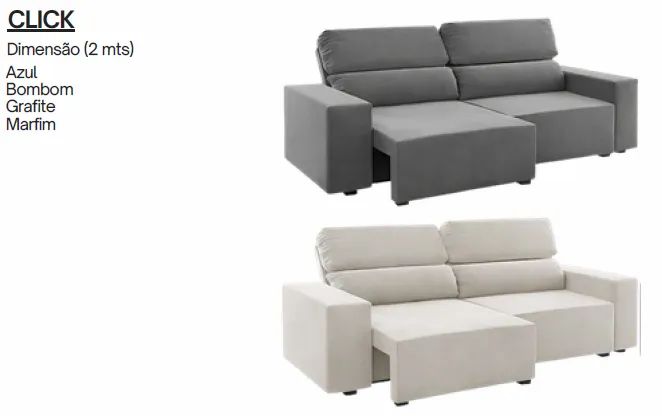 Sofá Retrátil Click 2Mts Novo