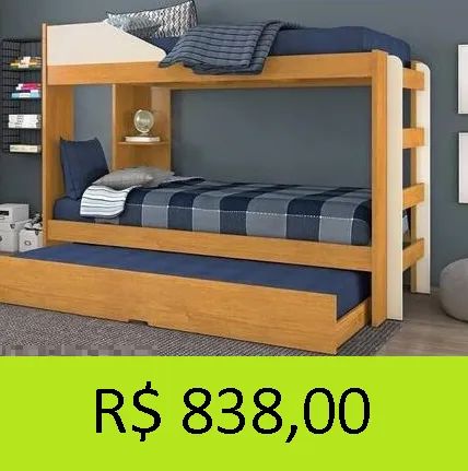 BELICHE - DISPONIVEL EM 2 CORS - COM CAMA AUXILIAR -COM ESCADA - PRONTA ENTREGA - Foto 2