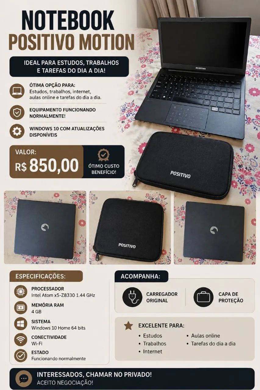 Notebook Positivo Motion- R$ 850