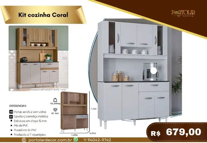 Kit Cozinha Coral, a pronta entrega 