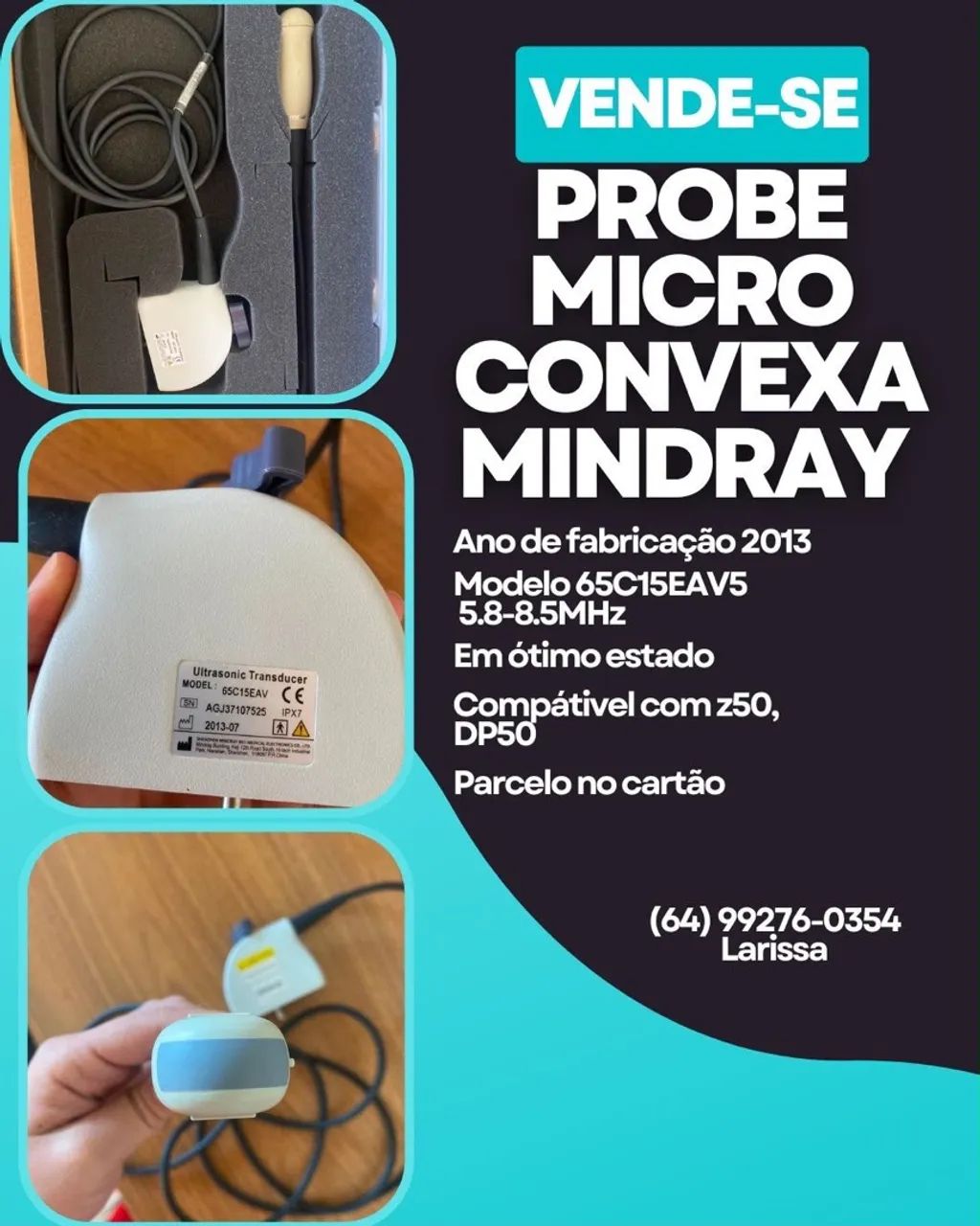 Probe micro convexa veterinária Mindray compativel dp50, z50