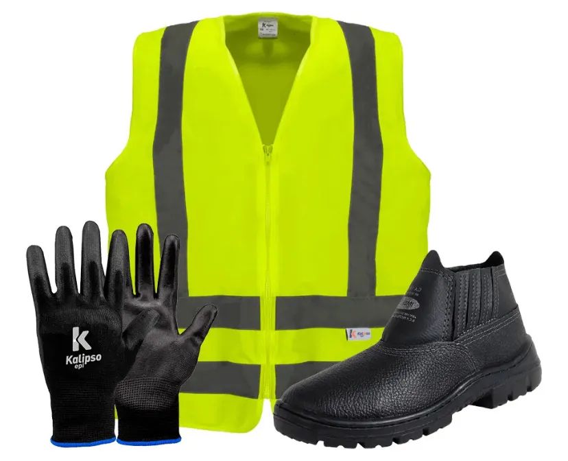 Kit Entregador colete refletivo,Luva e bota 