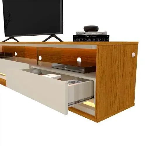Rack com Painel para TV até 90 Polegadas LED 3 Gavetas Nobre Clean 100% MDF  - Foto 4