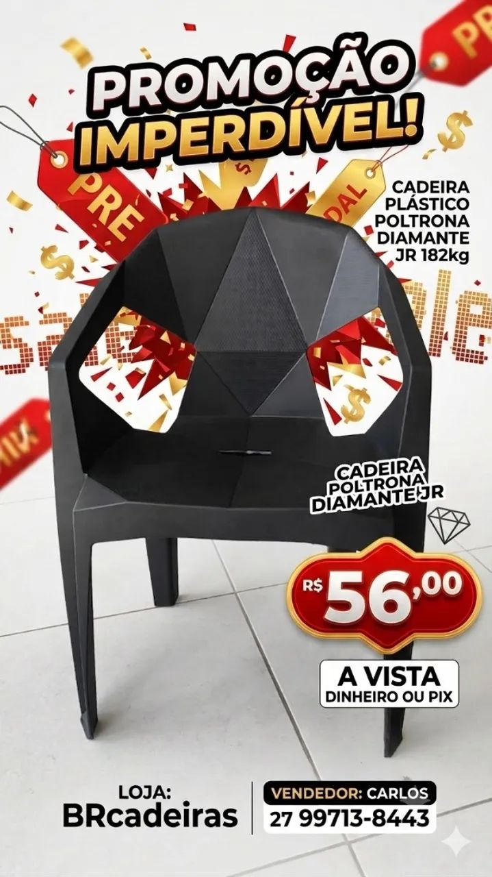 CADEIRA PLÁSTICO POLTRONA DIAMANTE 182KG 