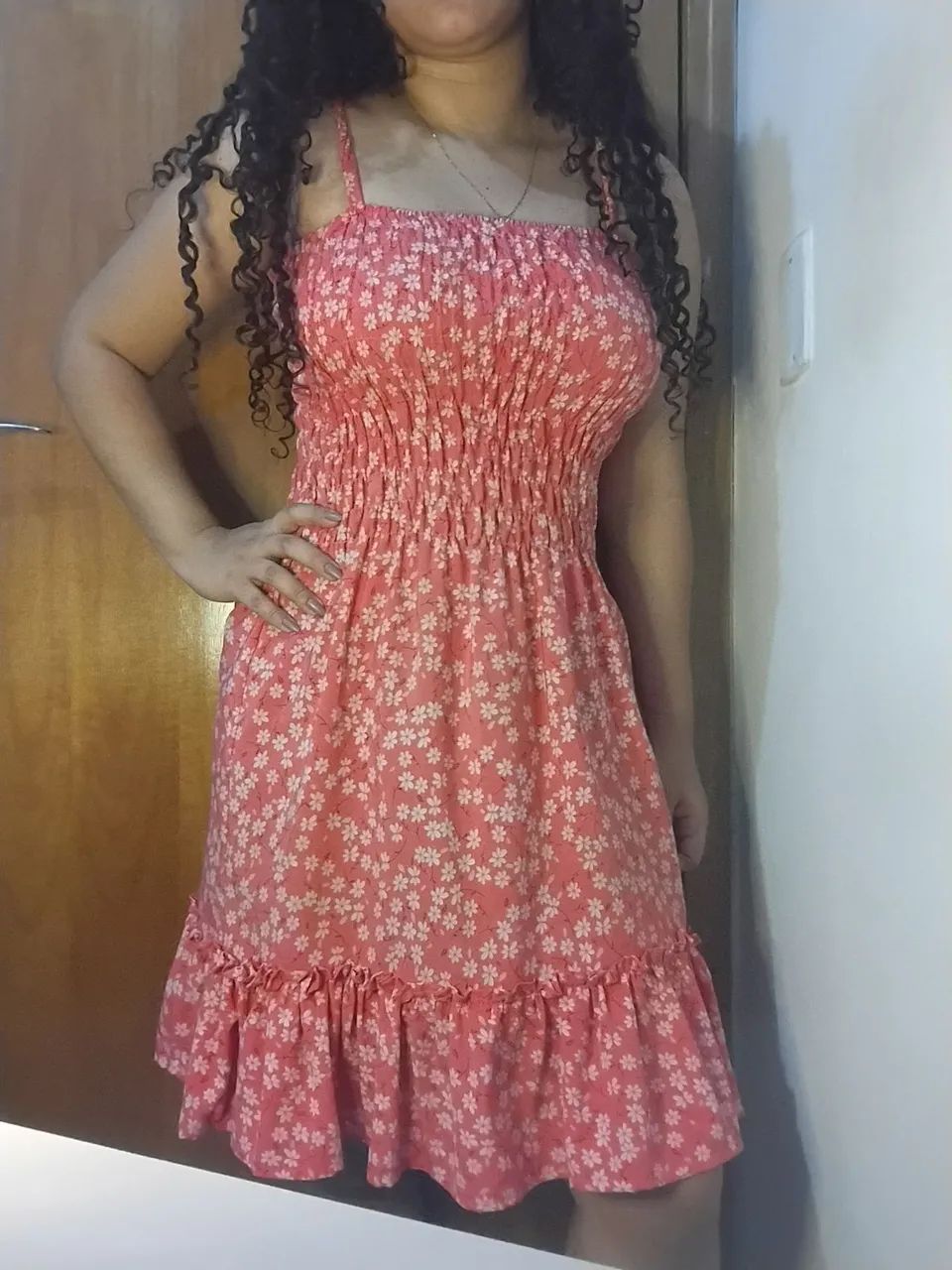 Vestido Rosa Longo Florido (Brechó) - Foto 3