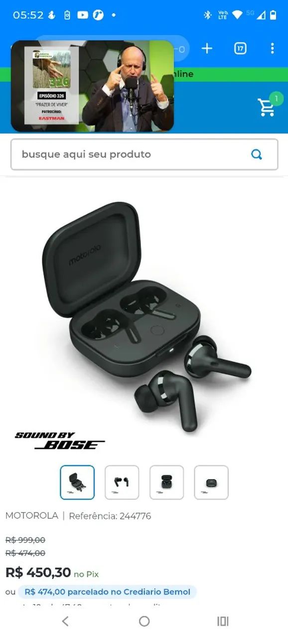 Moto Buds + (case e fone esquerdo)
