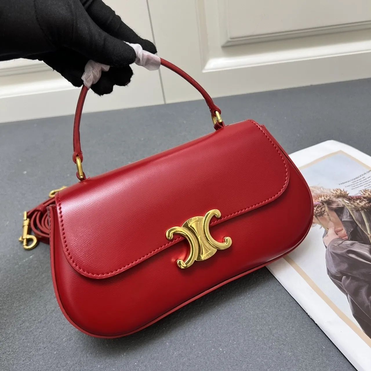 Bolsa Celine Vermelha em Couro  - Foto 2