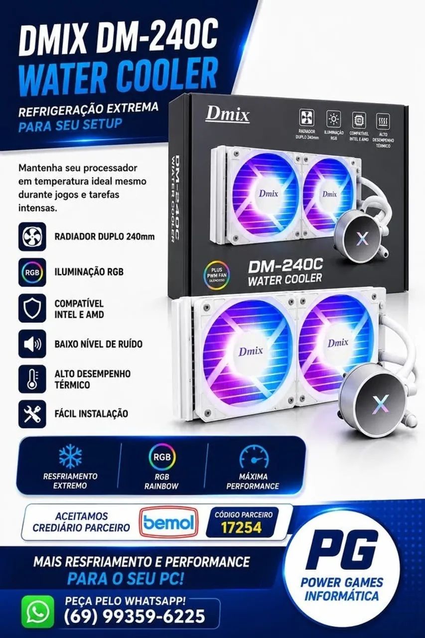 WATER COOLER PARA PROCESSADOR INTEL AMD RGB - Foto 2