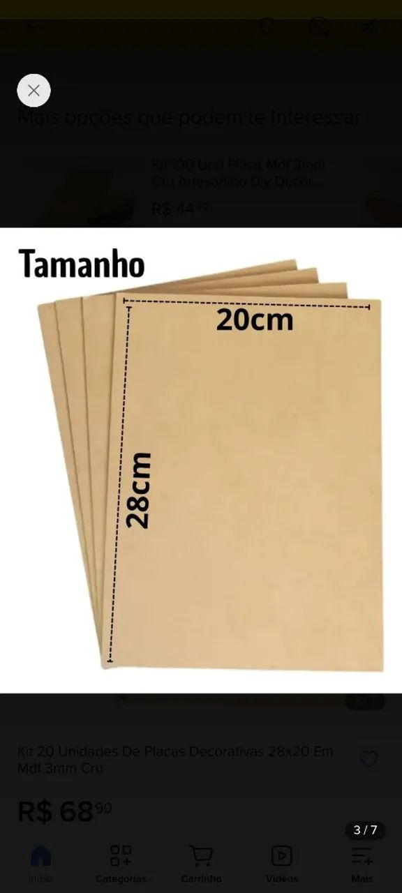 Placa MDF madeira, kit com 13 unidades.  Tam 20 cm x 28 cm  - Foto 2