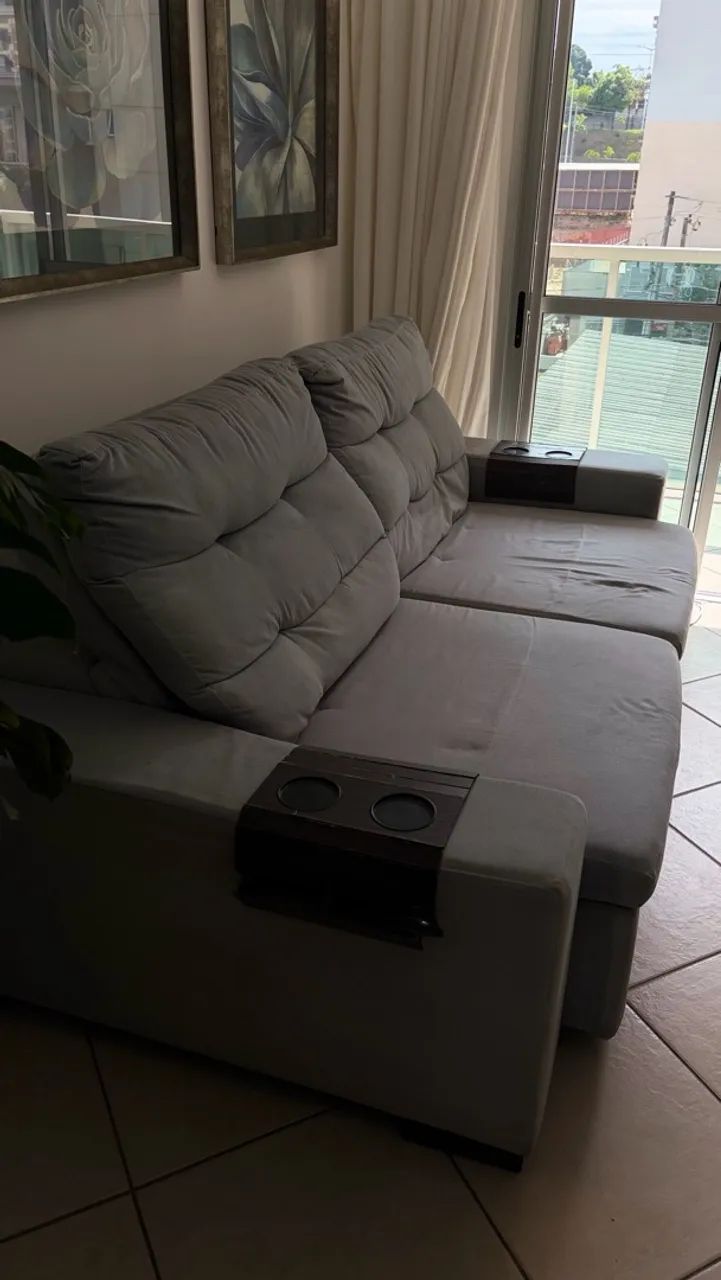 Sofá retrátil com chaise 3 lugares  - Foto 5