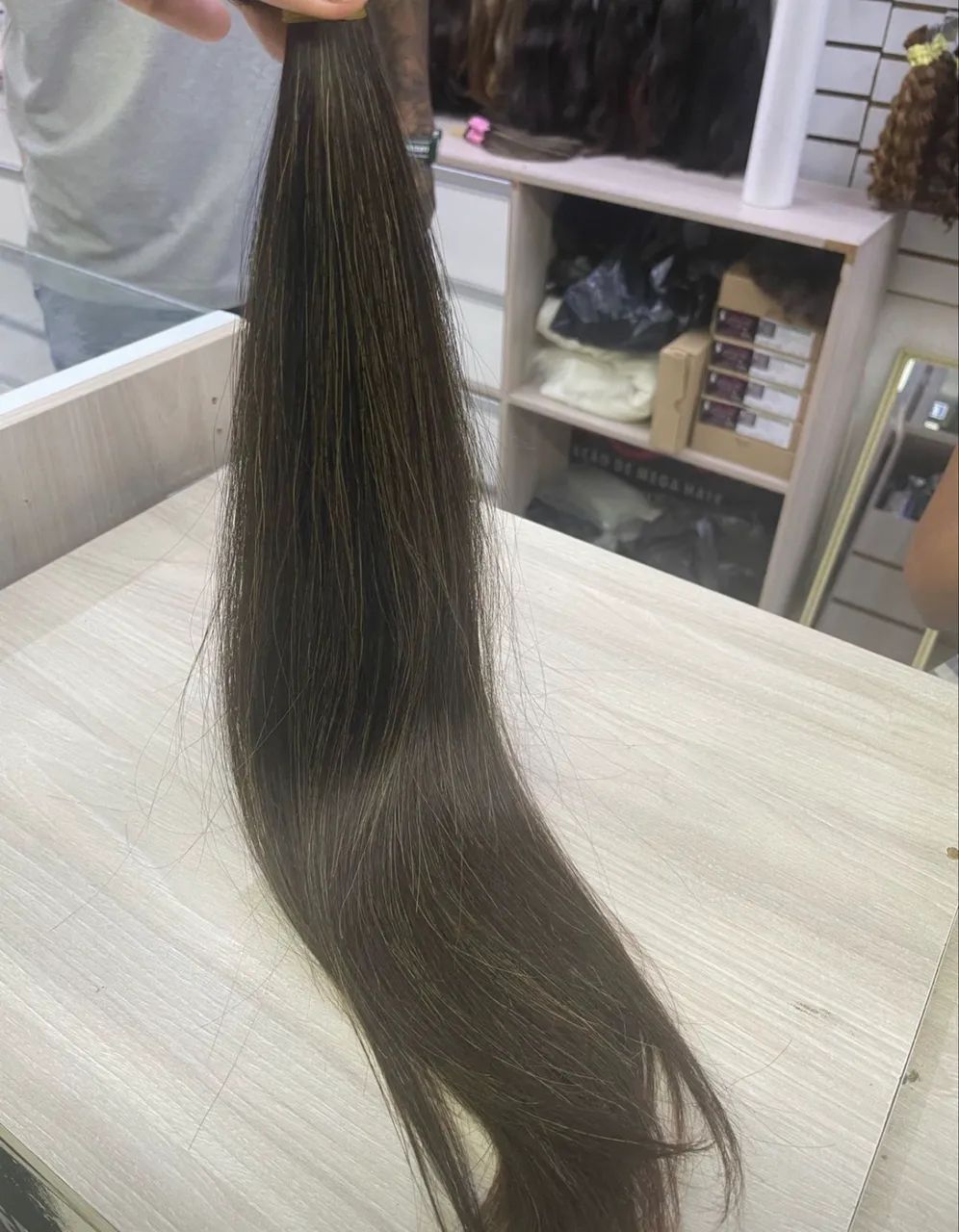 MEGA HAIR NATURAL - CASTANHO PREMIUM COM MECHAS ( 50 cm) Cabelo 100% natural, - Foto 2