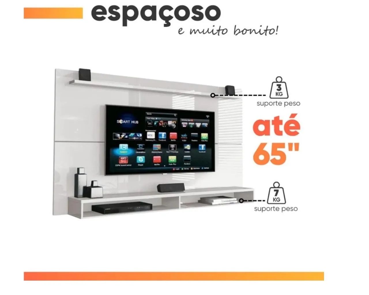 Painel para tv até 65 polegadas com prateleira  - Foto 2